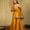 Aabroo - Glaze Mustard Short Kurta With Sharara And Dupatta